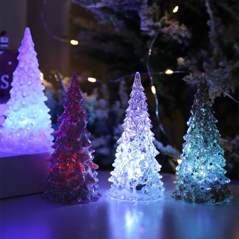 Acrylic LED Night Light Christmas Decorations Colorful Christmas Tree Lights Wedding Party Christmas New Year Childrens Gift