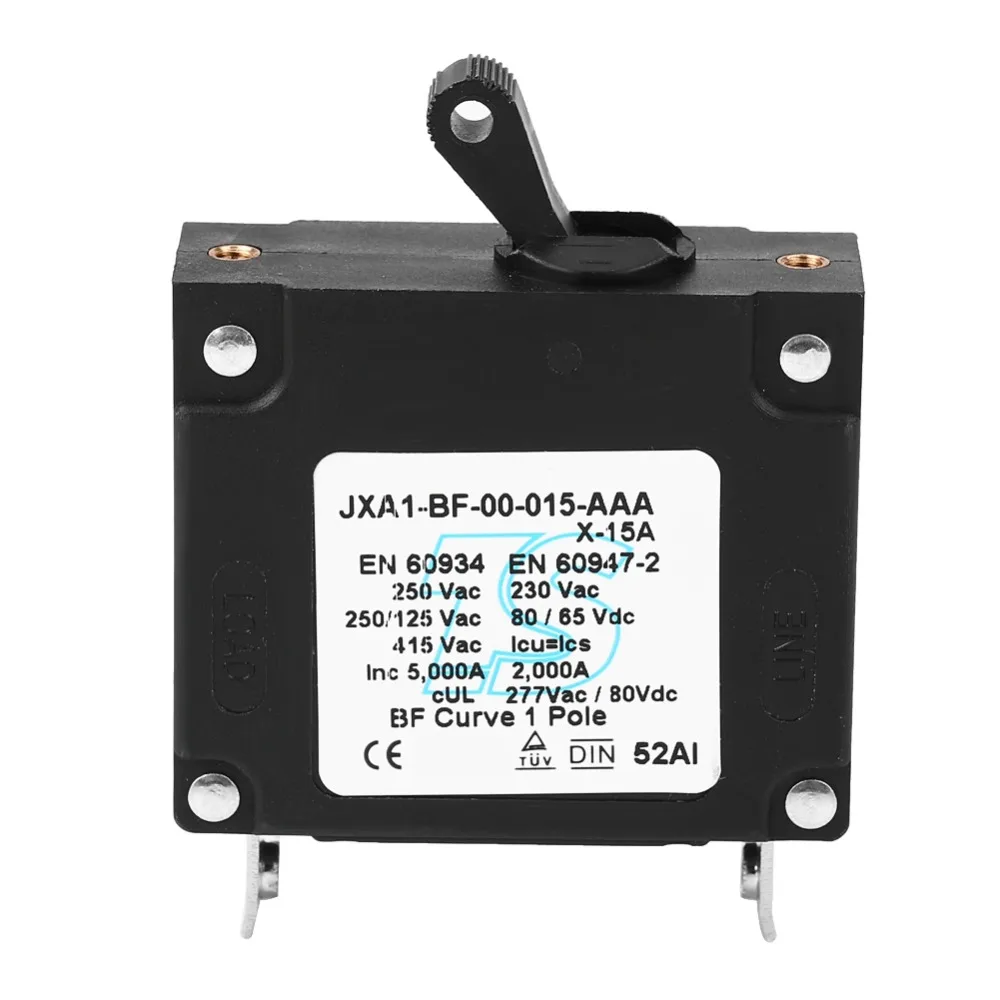 Switch Device Black Circuit Breaker DC/AC Breaker Manual Reset Toggle Reset Switch Manual ON/OFF Switch Electrical Safety