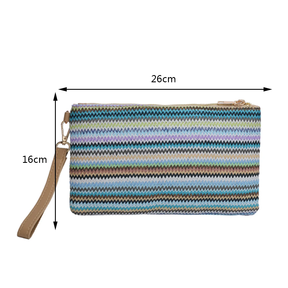 Vintage Hand Woven Clutch Bag Colourful Money Beach Long Bag Handmade Casual Portable Elegant Exquisite for Weekend Vacation