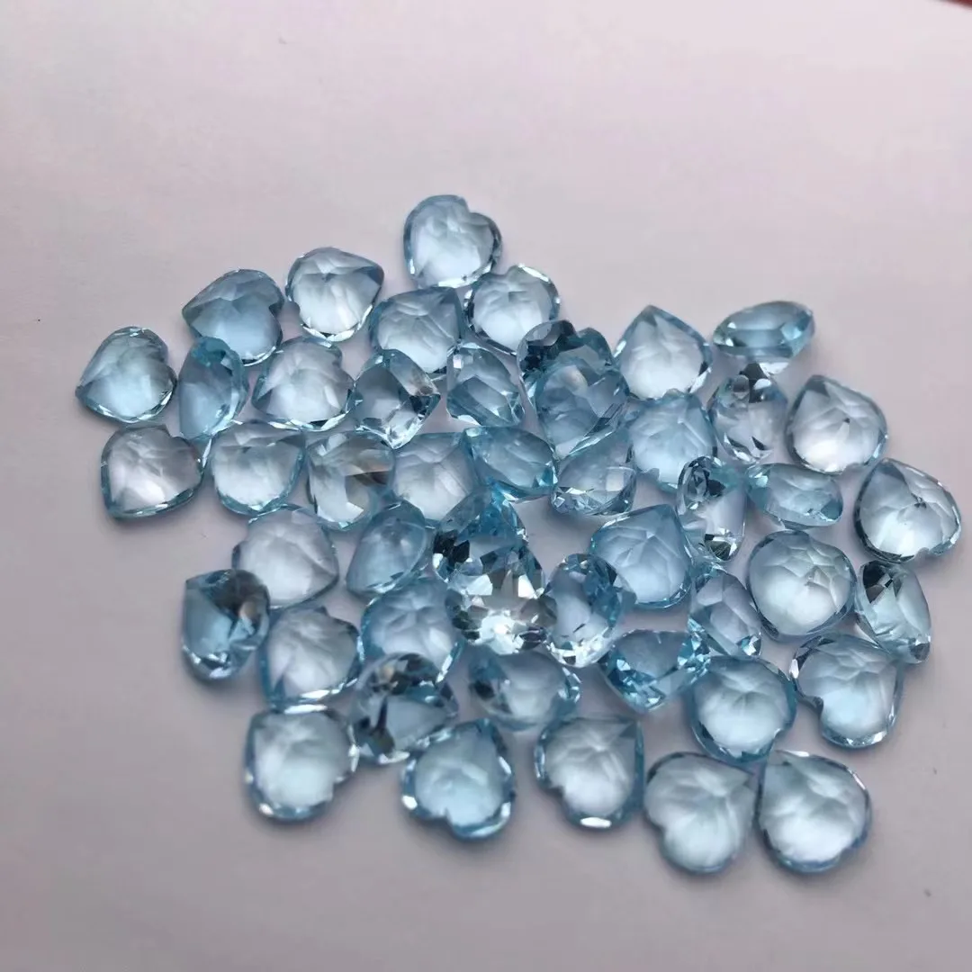 

20PCS/Lot 7mm Heart Cut Natural Blue Topaz