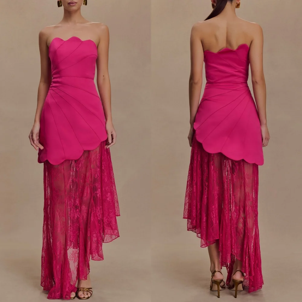

Customized Classic Modern Style Applique Draped Pleat A-line Scalloped Long Dresses Bespoke Occasion Dresses Retro Exquisite