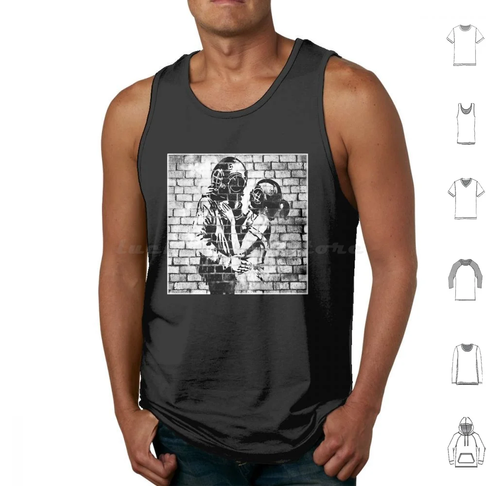 Banksy Lovers Think Tank Love Tank Tops Print Cotton Grafitti Distressed Spray Funny Graphic Graffiti Tumblr Stencil