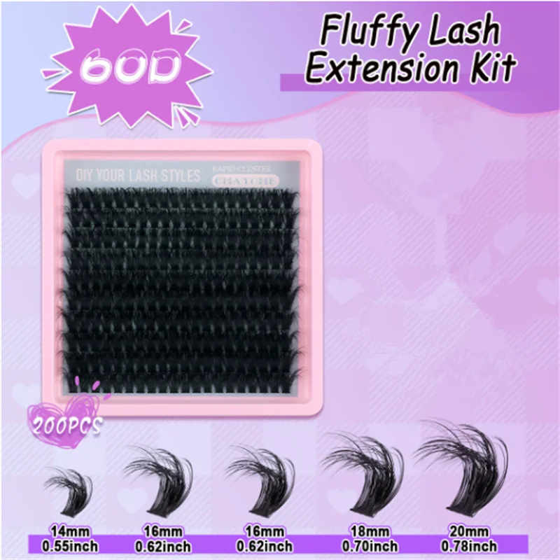 10 Layers Fluffy Thick-Flocked False Eyelashes DIY Segmented Mix Lengths 14-20mm 160D 120D 100D for Eye Makeup