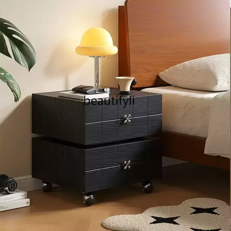 Bedroom bedside solid wood household simple bedside cabinet storage locker