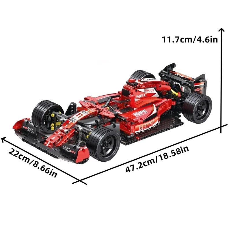 1280PCS Technical Formula Racing Car Building Blocks Red F1 Supercar City Vehicle MOC 42141 Set Bricks Toys For Children Gifts