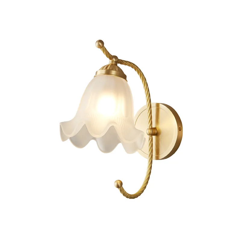 

Bedroom bedside flower wall lamp light luxury premium French Internet celebrity decoration all copper children's room wall lamp