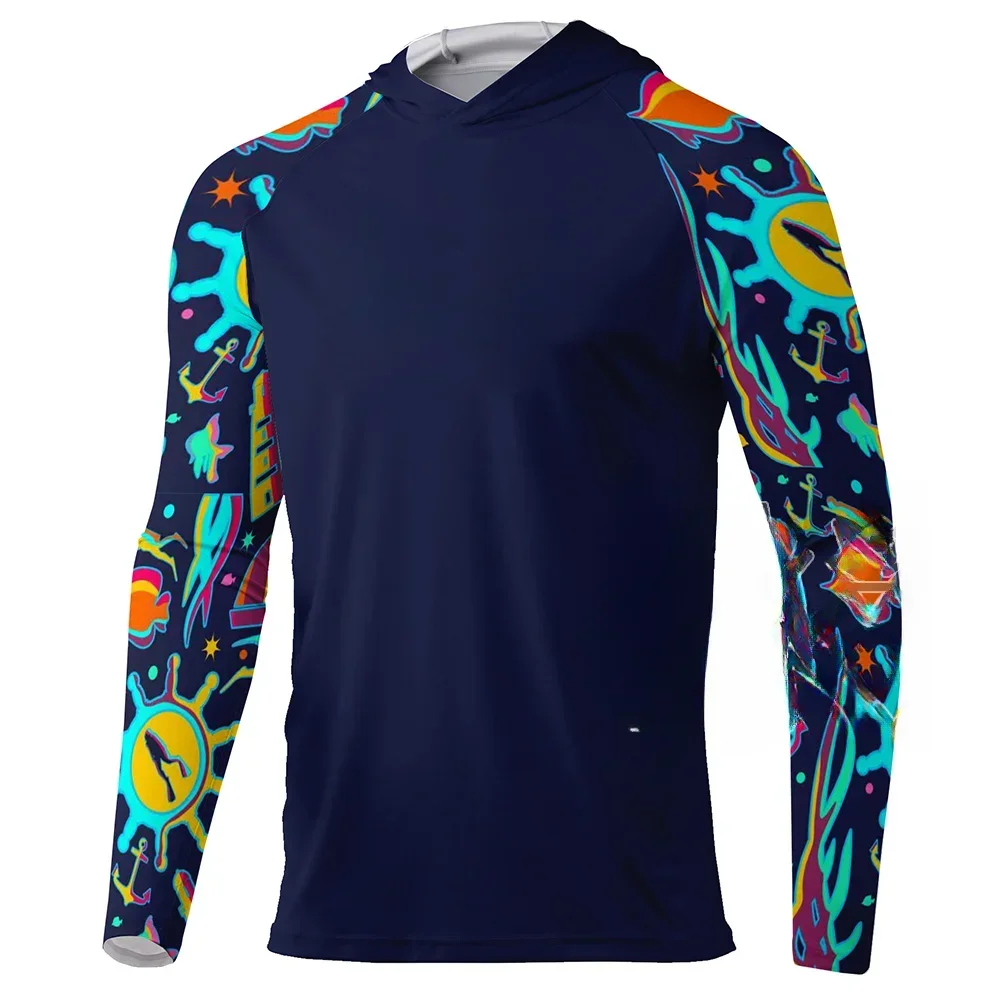 Fishing Shirts Hoodie Men Long Sleeve Breathable Fishing Jersey Sun Protection Lightweight Angling Clothing