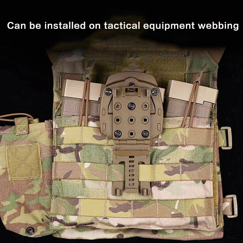 Adaptateur pour étui de chasse, Base d'adaptateur pour étui rotatif à 360 degrés, peut être installé sur les bandes tactiques et les sangles