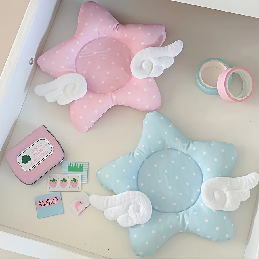 1pc Blue Pink Polka Dot Star Wings Thickened Insulated Coaster Photography Prop