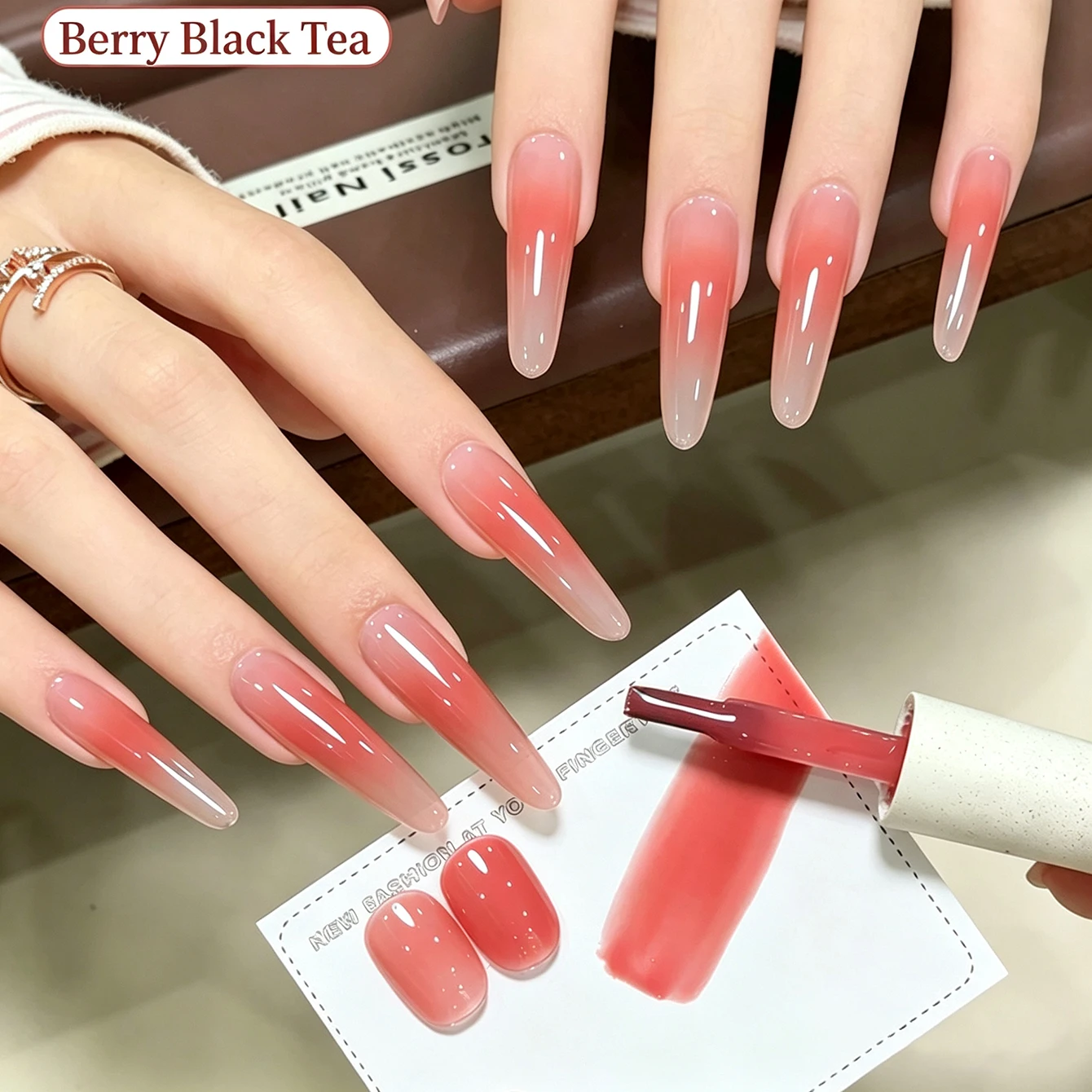 MAINEL 2026 Autumn Winter New Arrival Berry Red Tea Gel Polish, High Saturation One-Second Self-Leveling French Gradient Milky G