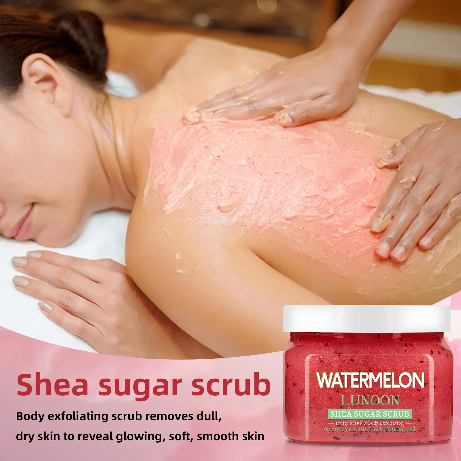 

LUNOON Watermelon Shea Sugar Scrub 150 г — отшелушивающий и увлажняющий для мягкой и сияющей кожи — LUNOON Body Care