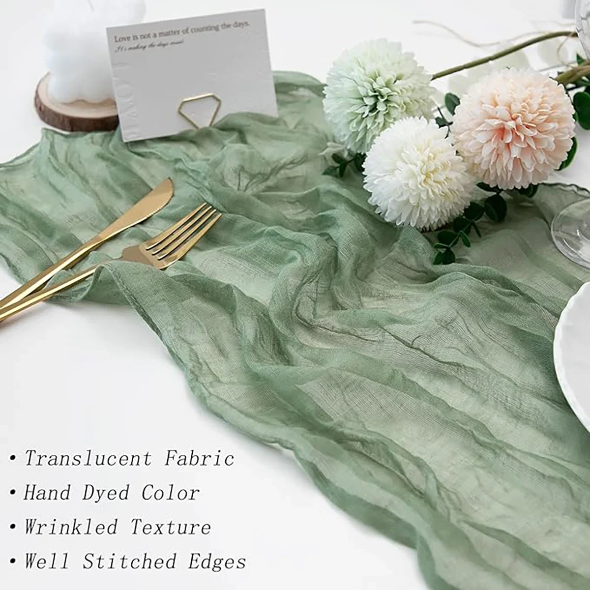 60Pcs 50x50cm Sage Green Napkins Boho Gauze Serving Table Decor Dinner Towel Cocktail For Wedding Thanksgiving Easter Decoration