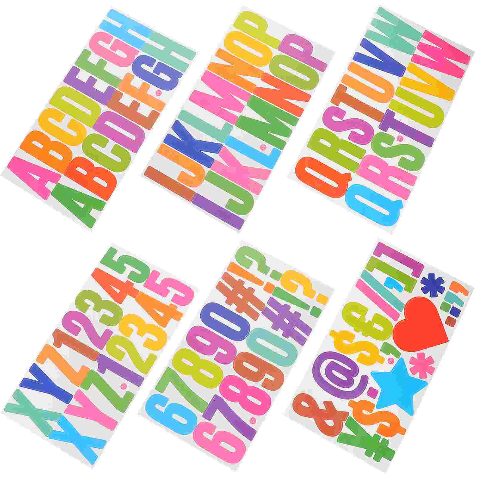 

6 Sheets Letter Stickers Nail Trash Can Scrapbooking Number for Paper Letters Crafts