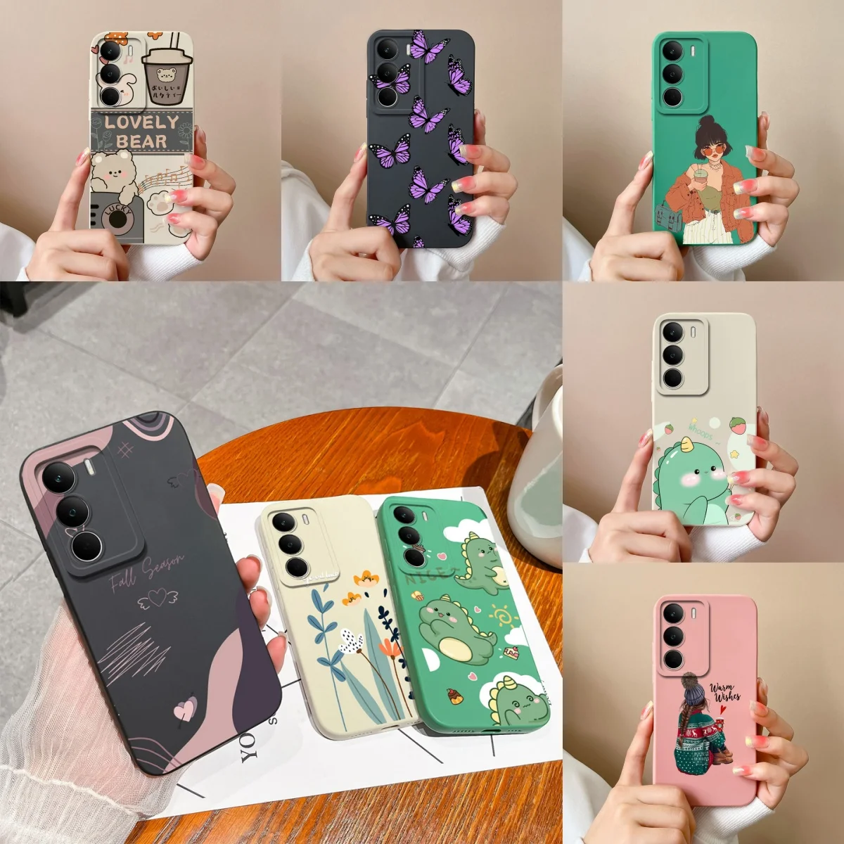 

Чехол для OPPO Realme C71, милый чехол с изображением динозавра для девочек, портативный, простой, полный защитный чехол для Realme C 71, корпус Realme C71