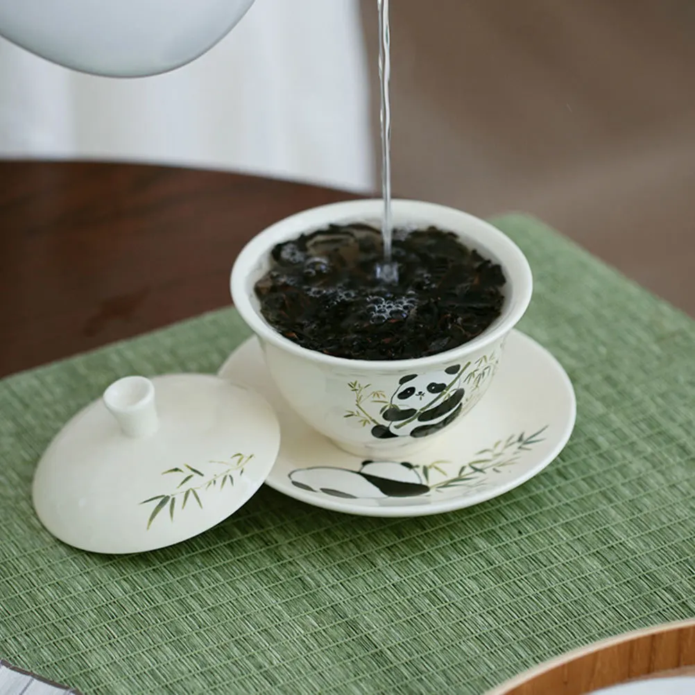 

1Set Ceramic Tea Cup with Saucer Adorable Panda Decor Modern Chinese Style Aesthetic Mugs for Tea Brewing