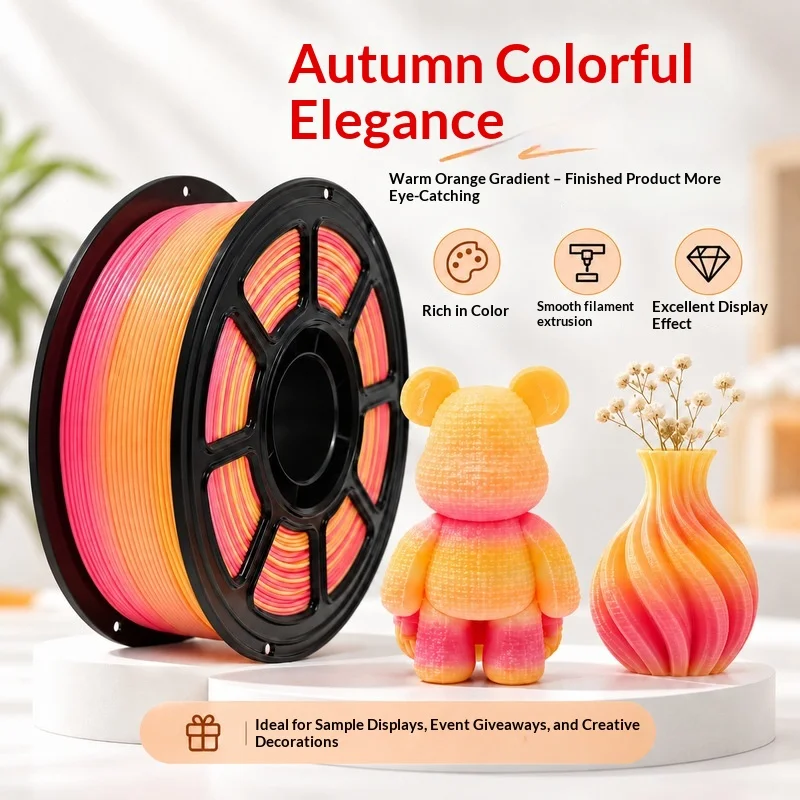 PLA Rainbow Filament 1.75mm 1kg Gradient Multicolor Macaron FDM 3D Printer Material Spool Printing Compatible Refill