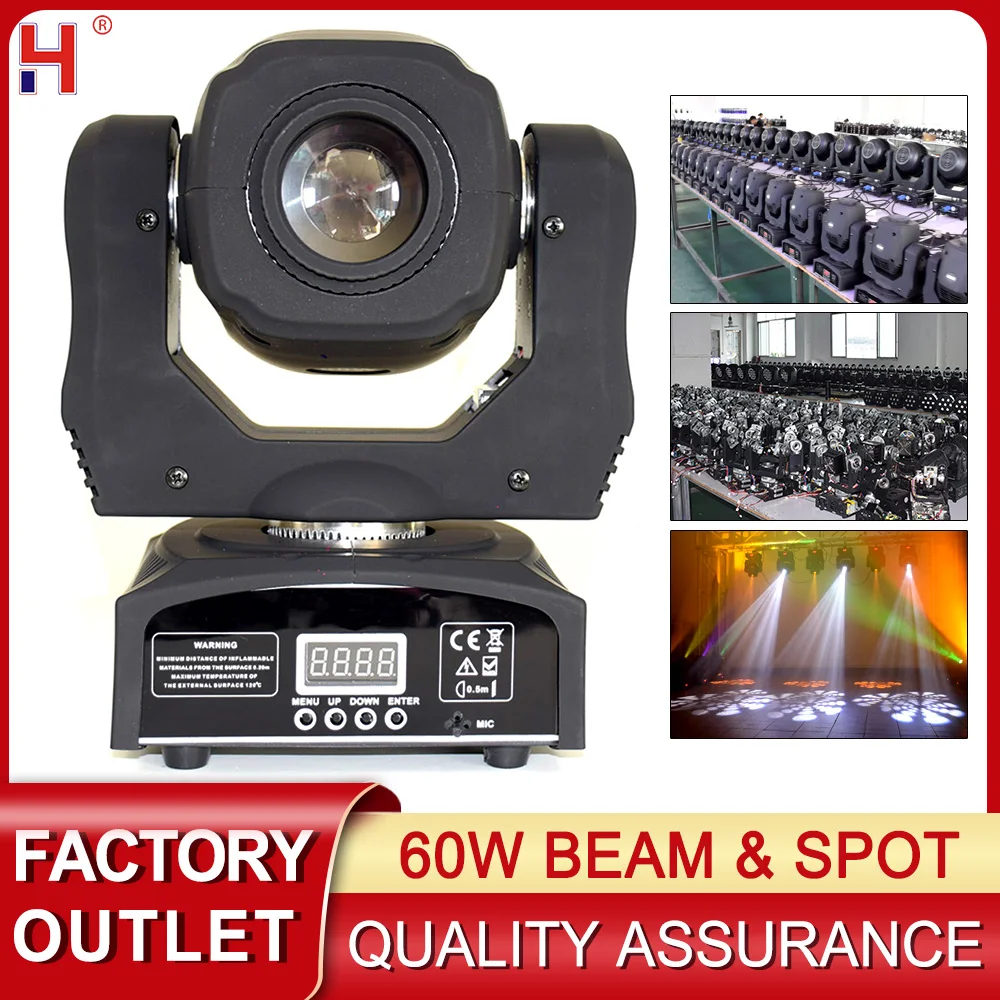 

HongYi 60W Mini Led Moving Head Light 8 Gobos Effect Spot Lighting DMX Stage Dj Lights Profession Disco Party Light