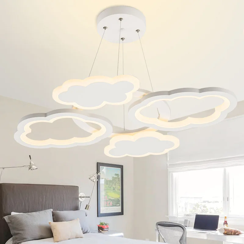 

Cloud chandelier, simple bedroom, children's room, kindergarten project, decorative lamps, creative Nordic white clouds, color l