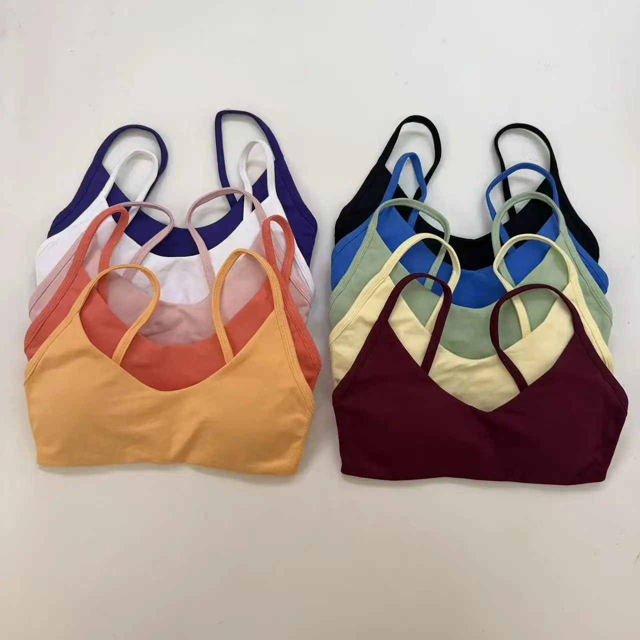 High Support Push-Up Seamless Thin Strap Women Sports Bra Gym Wear Workout Fitness Running Yoga Underwear Top