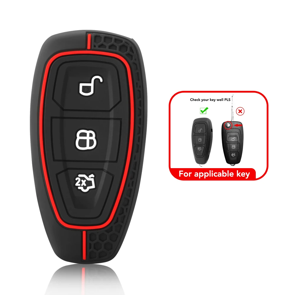 Silikon-Schlüsselhülle für Ford Kuga 2021 Focus Mk4 2020 Fiesta Mondeo C-Max Galaxy Transit Keyless Fob Shell Holder Protector