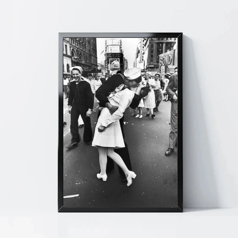 V-J Day Kiss in Times Square 1945 foto lienzo impreso carteles de estilo clásico hogar dormitorio pared de salón arte pintura decorativa