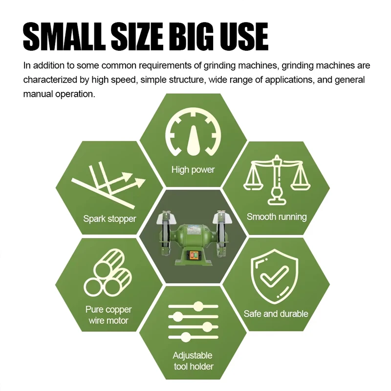 Lijadora de polvo de sobremesa de grado Industrial de alta resistencia, afilador de cuchillos eléctrico, rectificadora de Metal de 220V para pulir