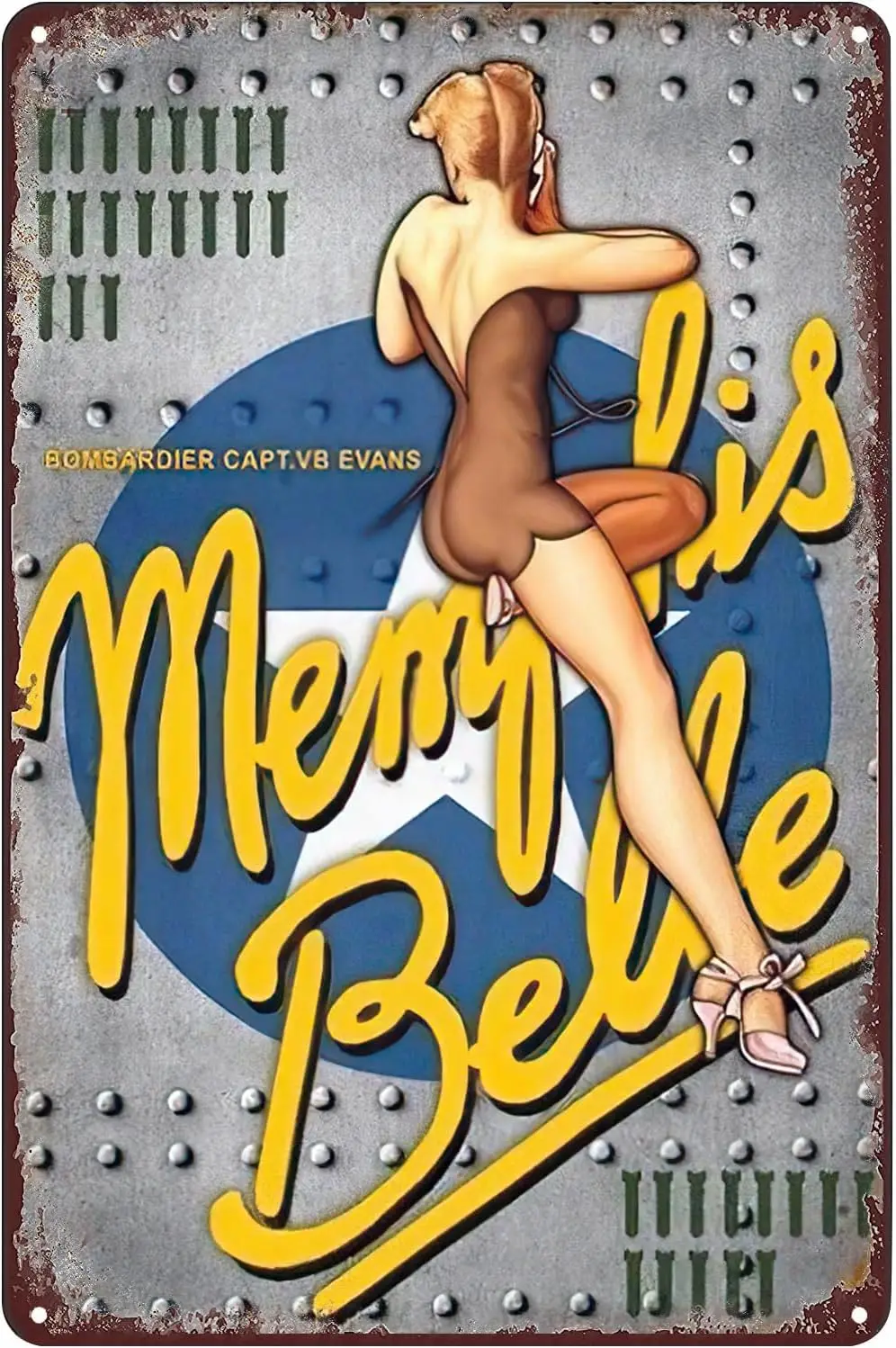 Pin-up Girl Sexy Woman Metal Poster Aviation Nose Art Tin Sign Vintage Wall Decor Plaque for Home Bar Pub Club Garage Man C sign