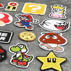 17pcs/set Super Mario Bros Embroidery Cloth Decoration Cartoon Patch Computer Patch Clothes Embroidery Mark Embroidery Stamp