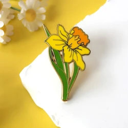 Beautiful Daffodil Hard Enamel Pin Yellow Flowers Metal Badge Floral Brooch for Jewelry Accessoty Gifts for Her, Him Wholesale