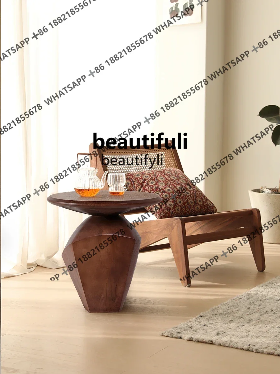 and Slightly Luxury High-Grade Solid Wood Corner Table Small Apartment Coffee Table Living Room and Bedside Art Side Table