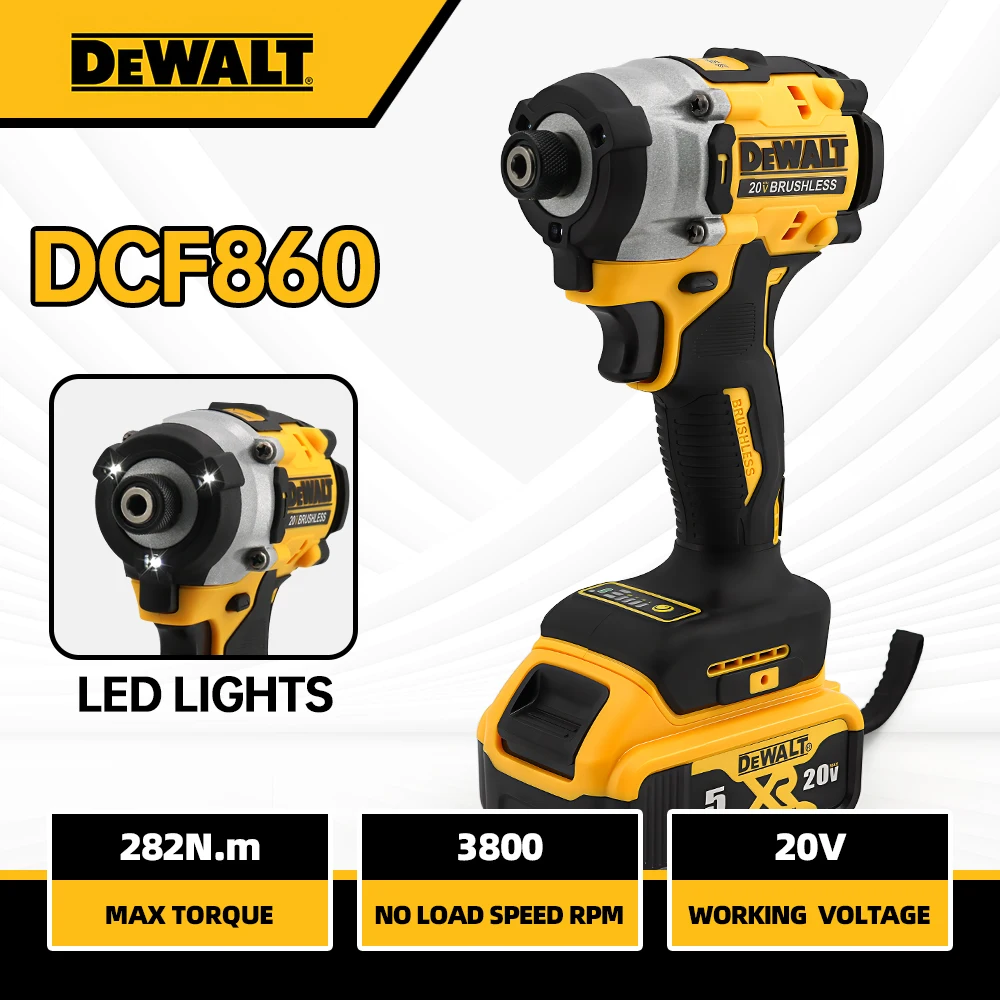 

Аккумуляторный бесщеточный ударный шуруповерт Dewalt DCF860, 20В, 282Нм, легкий (1 кг), электроинструмент