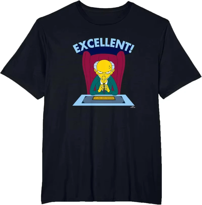 Camiseta de los Simpson, Mr. Burns, Excelente Calidad, Verano 2026, Camiseta Retro, Transpirable, Informal, de Manga Corta