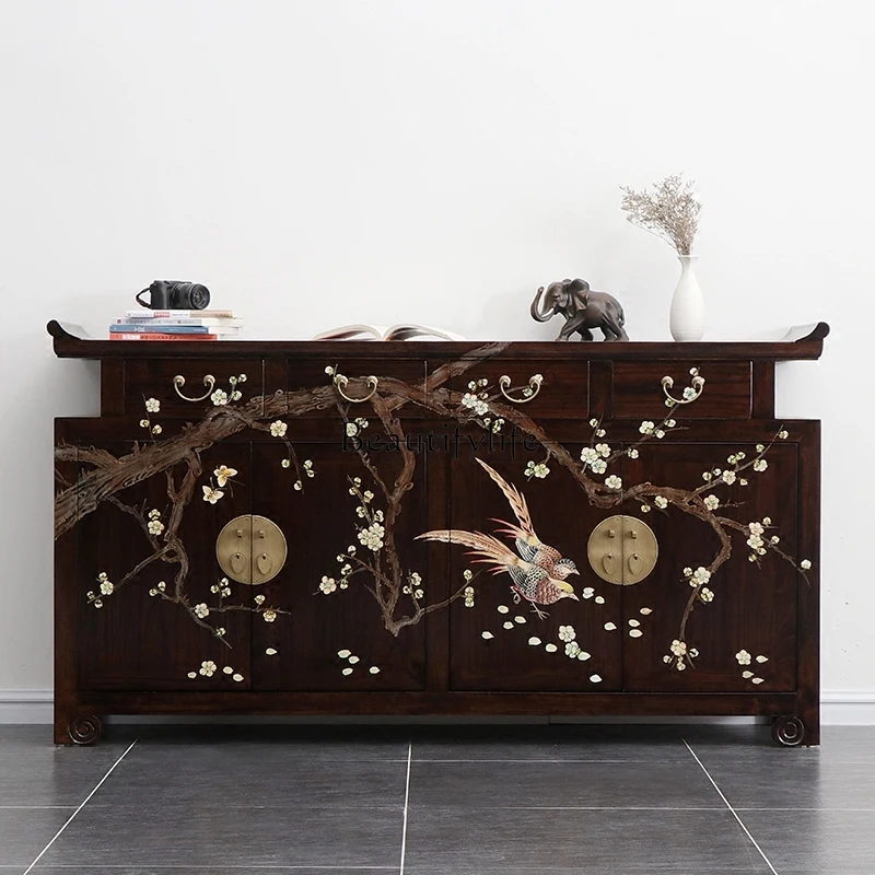 

*New Chinese furniture painted dining side cabinet classical shoe cabinet antique TV cabinet