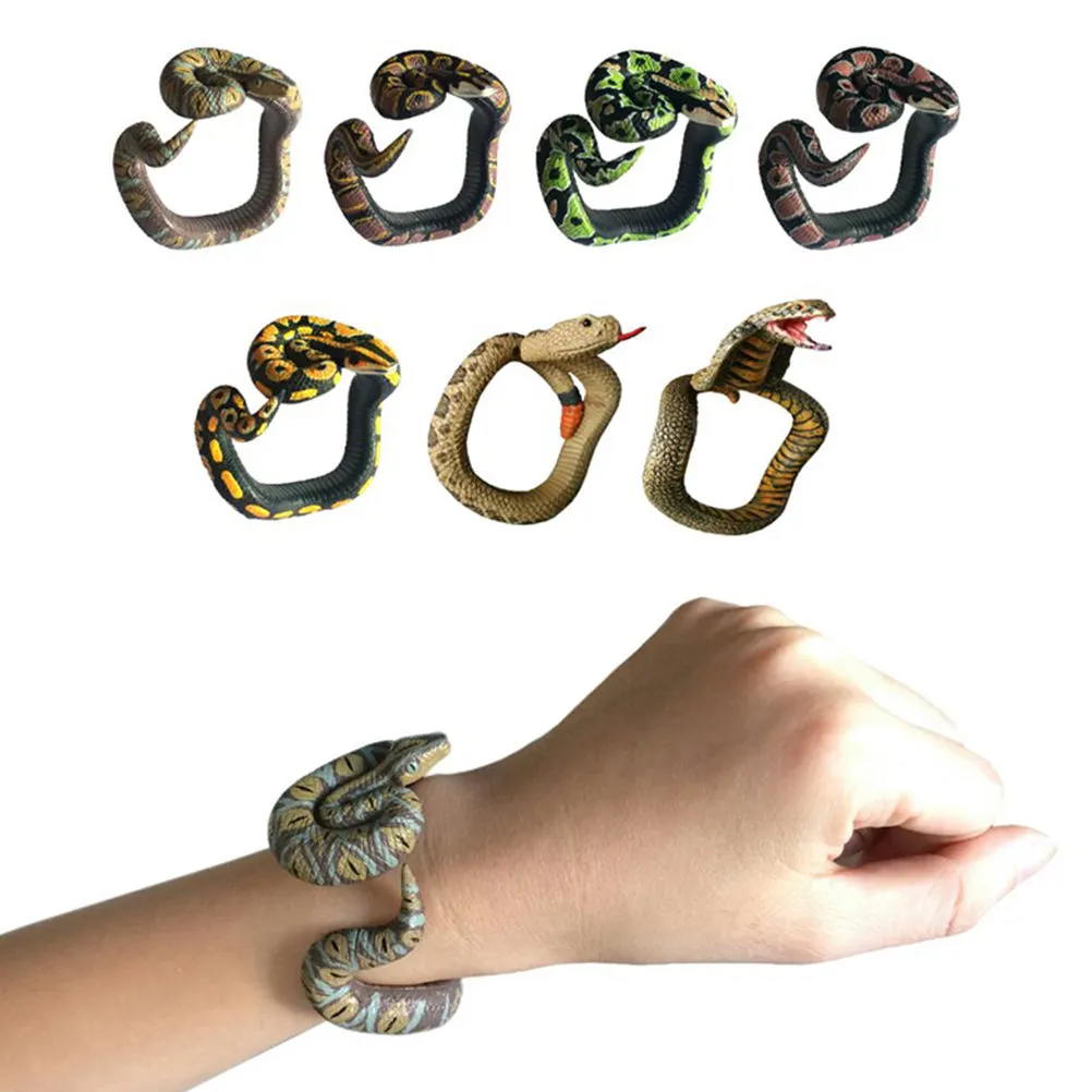 

Highly Detailed Simulation Snake Wristband Realistic Scales Flexible Design Horror Theme Party Prop Creepy Prank Accessory