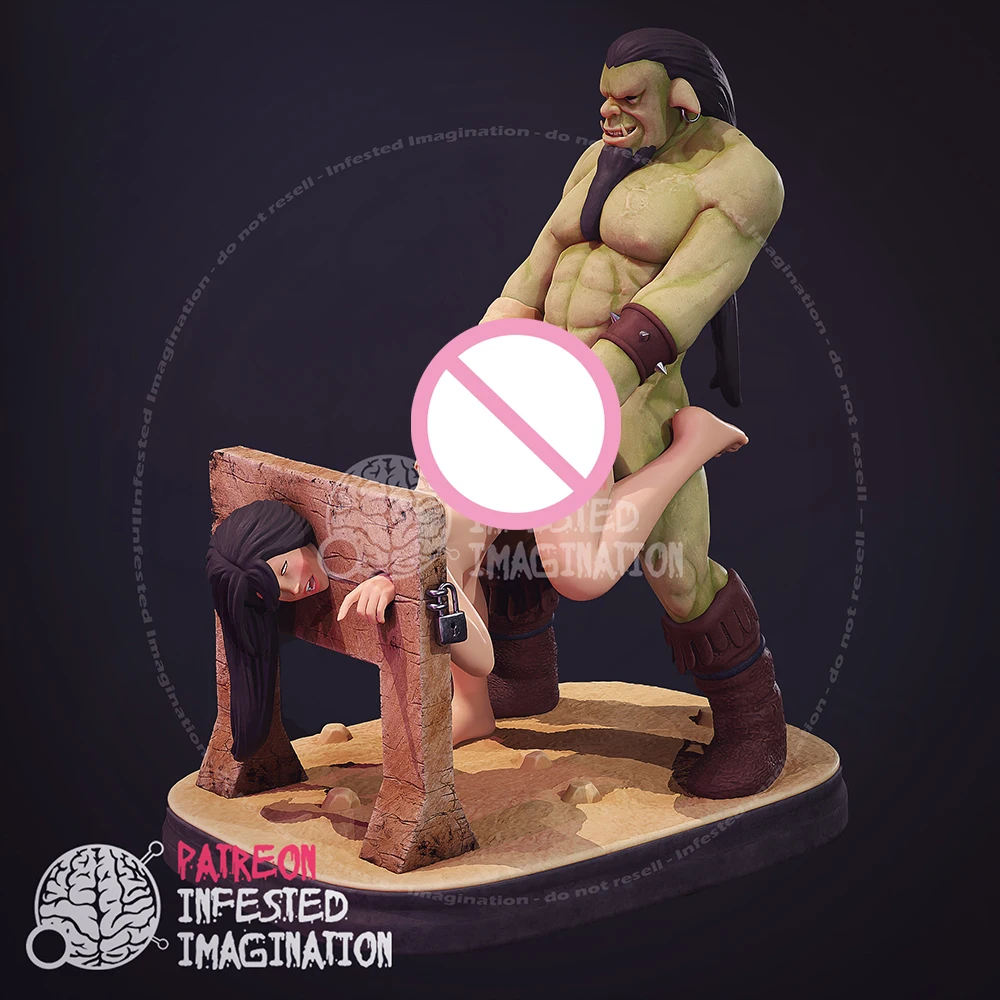 NSFW Belle Orc Shackles Kit modello in resina Stampa 3d Doll 1/24 Kit di statue in resina smontato Giocattolo non verniciato Gk Set da gioco