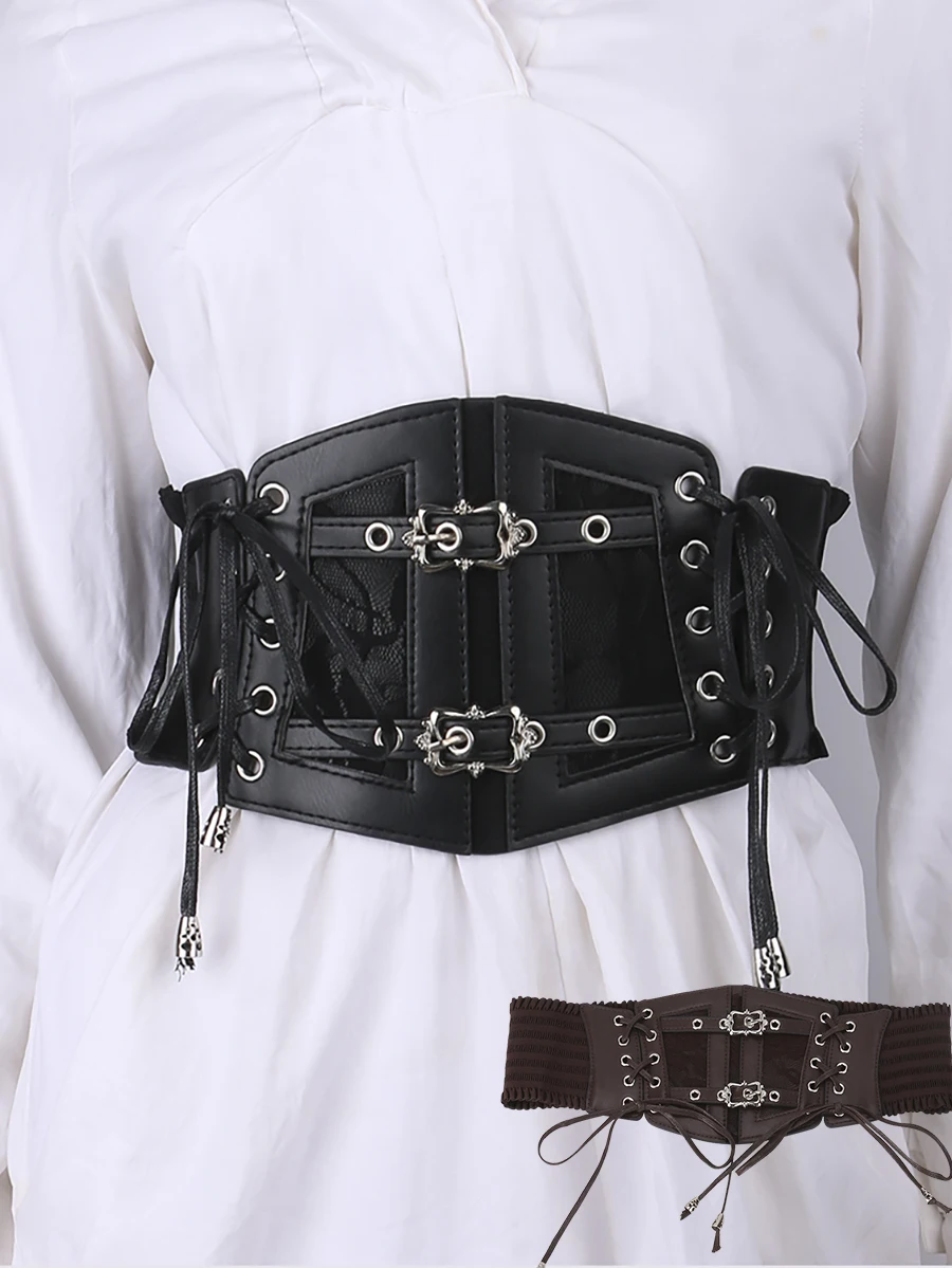 Pizzo elastico retrò fibbia ad ardiglione fascia da donna cintura cravatta corda ampia multi-dimensione cinture per le donne sulla camicia abito cintura corsetto