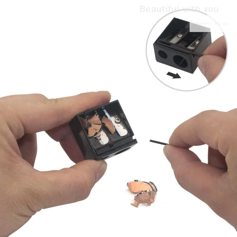 

1 шт., пластиковая точилка для карандашей для бровей с двойным отверстием, тени для век, карандаш для губ, специальная точилка для карандашей, ручная точилка для карандашей