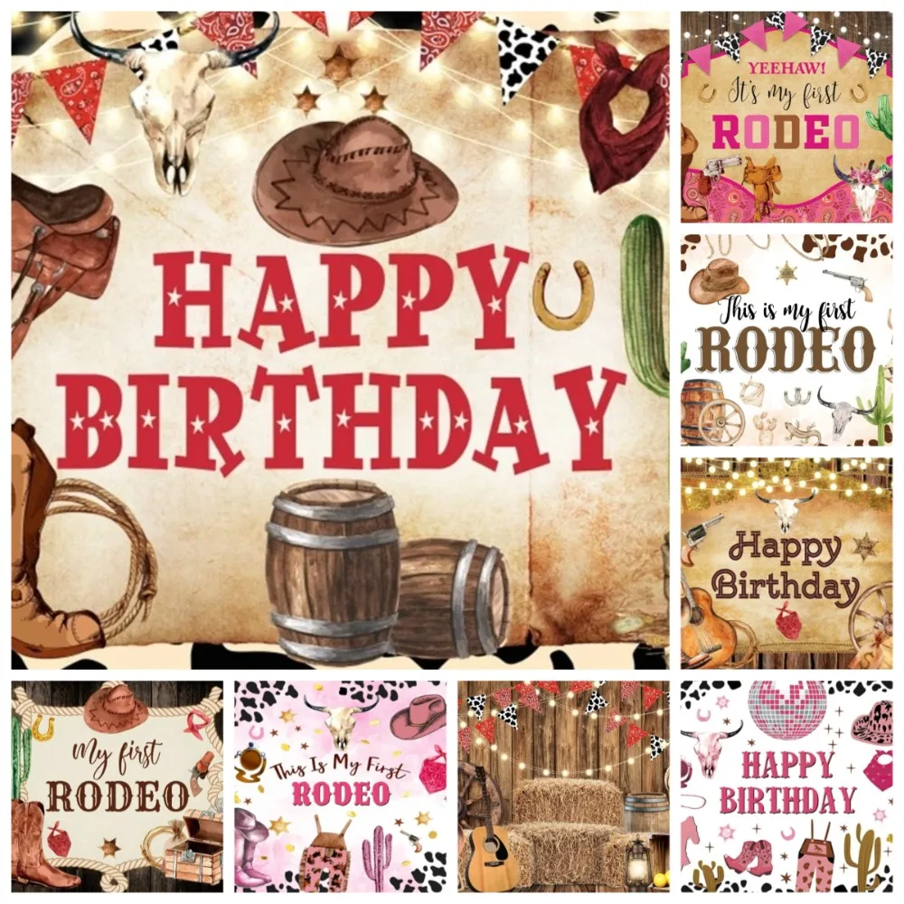 

Western Farm Cowboy Theme Banner Photography Background, Children Adult Birthday Party Decoration Photography Studio Background