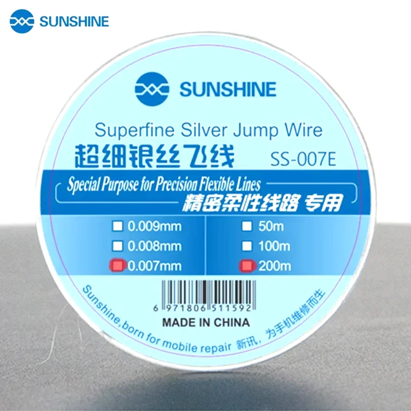 SUNSHINE SS-007E Ultra-fine Silver Wire Flying Wire for Mobile Phone Repair 0.007mm 0.0.9mm Ultra-fine Silver Wire Jumper Tool