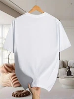 T-shirt à manches courtes pour hommes, 100% coton pur, décontracté, à la mode, ample, à motif rétro imprimé, col rond 5