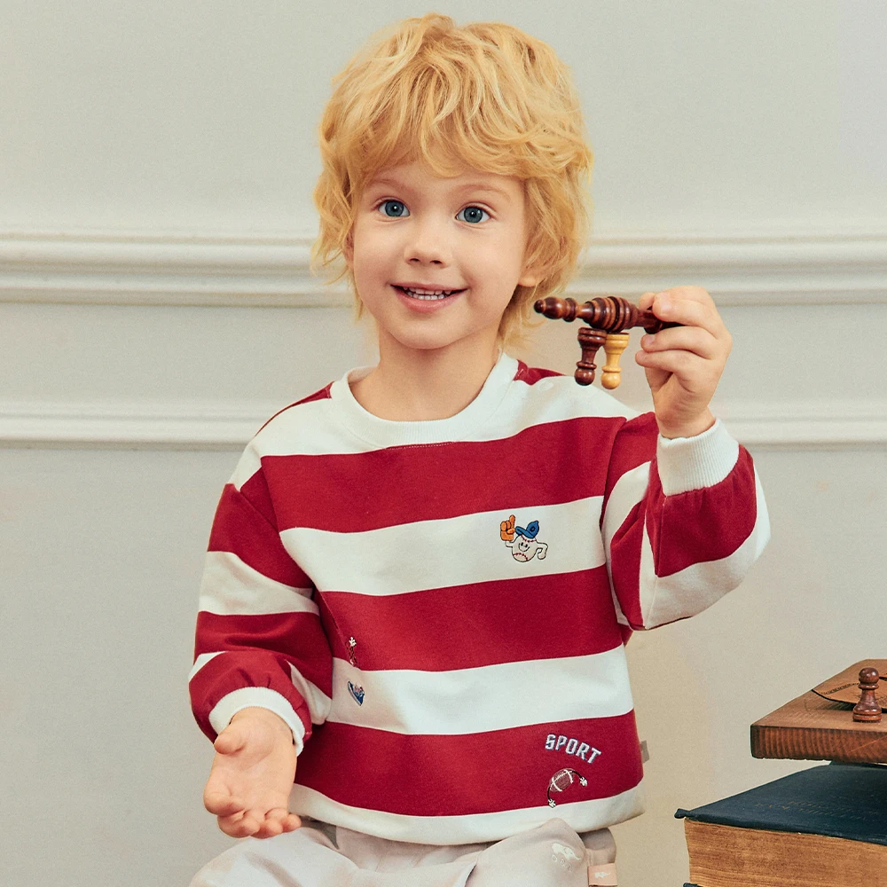 Dave Bella Kids’ Sweatshirt Children Autumn Student Boys Clothes For Ages 4 to 12 Spring Sportswear Pullover Striped DB3262551