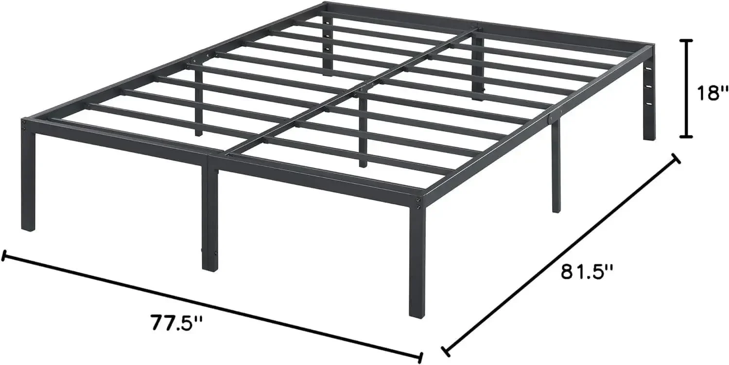 Sleep 18 Inch Heavy Duty Steel Slat Anti-Slip Support, Easy Assembly Platform Bed Frame, Noise Free Steel Mattress