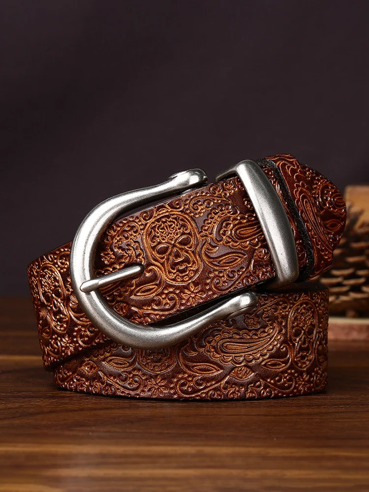 luxury-handmade-carved-leather-hoof-belt-men's-vintage-style-embossed-belt-casual-versatile-punk-hip-hop-cowboy-buckle
