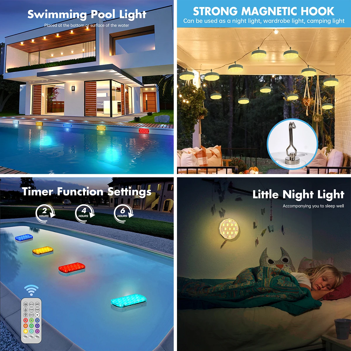 Pool Lights Rechargeable Submersible LED Lights IP68 Waterproof Underwater Upgraded 16 Color Changing Floating Light with Remote