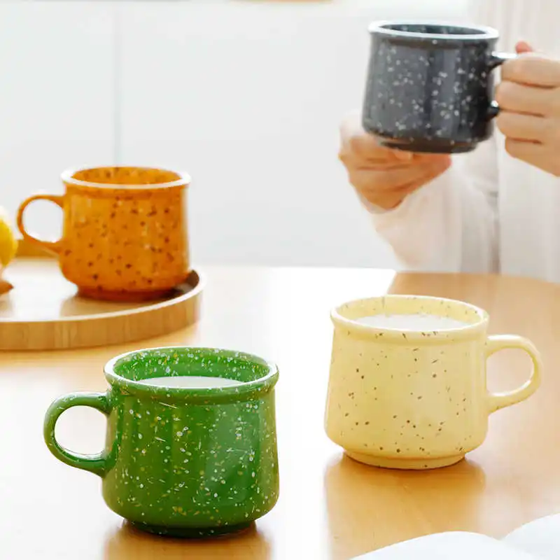 330/360ml Splashing Ink Style Ceramic Water Mug Retro Simple Coffee Milk Mugs Creative Commercial Home Party Use Small Cup