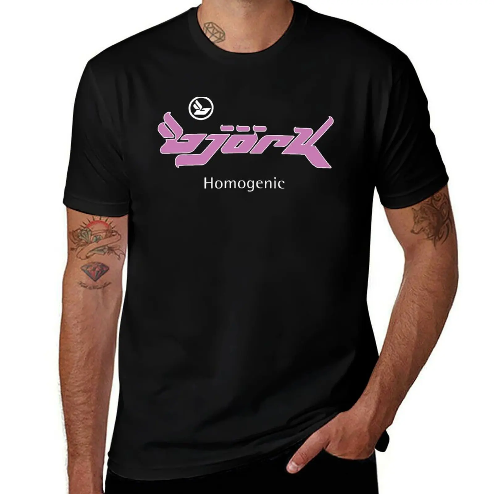 Bjork Homogenic Logo (Light Violet / White) T-Shirt Fashion Graphic Tee for Men T-Shirt