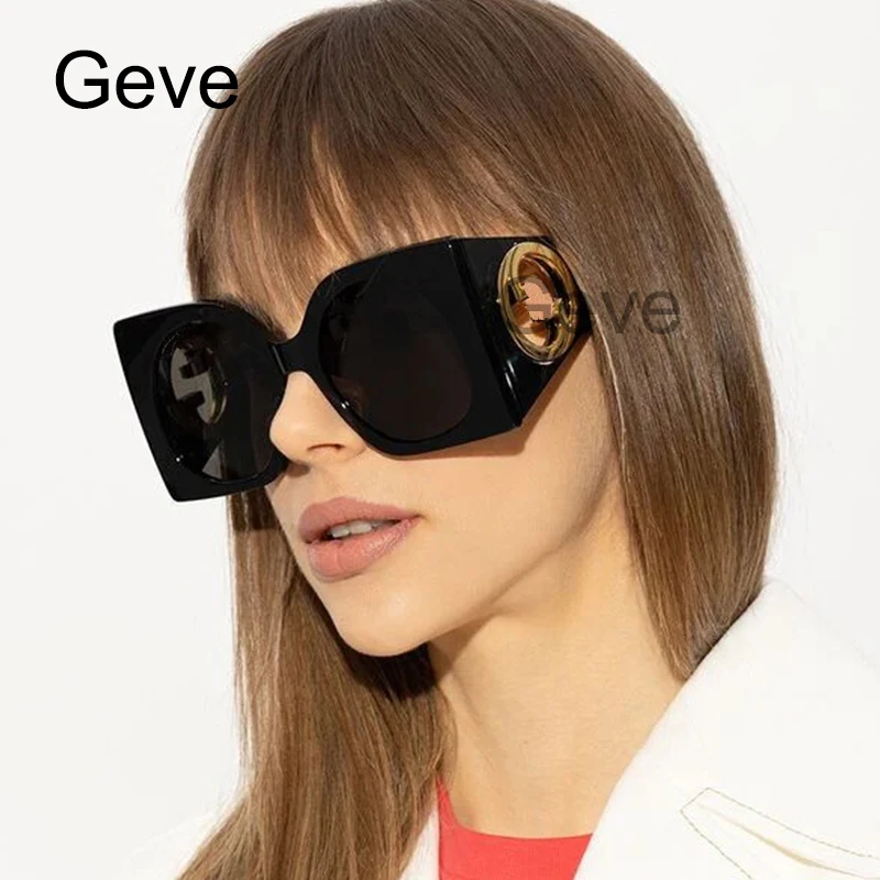 Large Frame Square Women\'s Sunglasses Luxury Brand Oversized Retro Shades Big Sun Glasses Eyewear Fashion Gradient Shades Lady