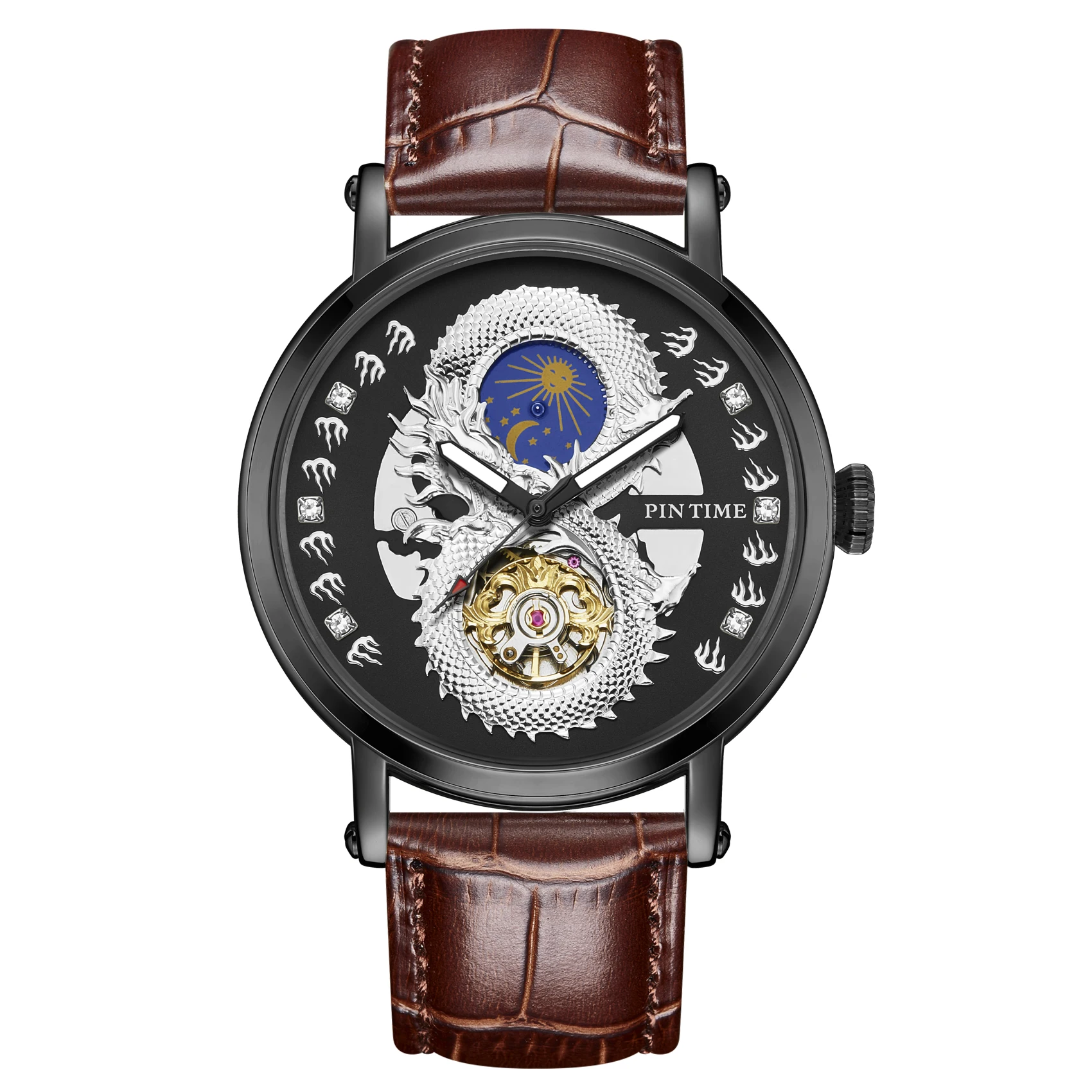 2023 New Super Men's Chinese Zodiac Chinese dragon No.1 Watches Sapphire Clock Men Quartz Watch Personality gift