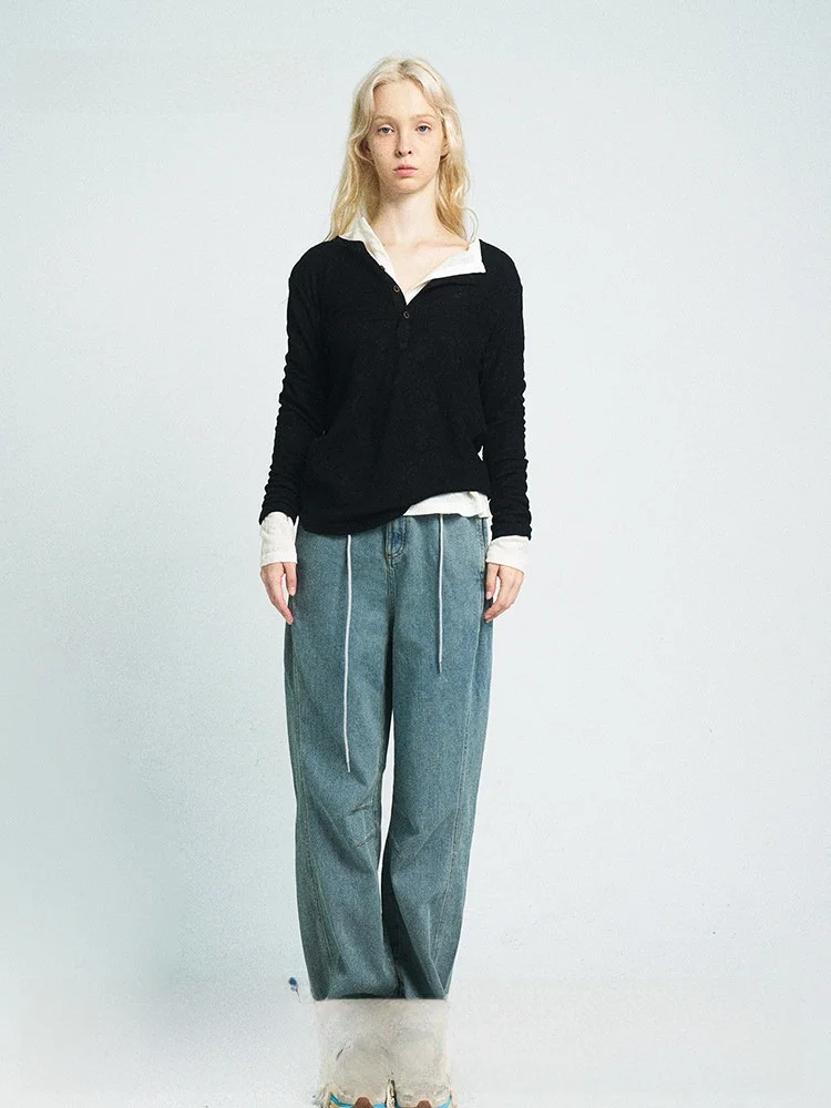 

Bla Long Sve вязаный облегающий базовый топ на весну и лето, Новое поступление, женский полушерстяной топ, удобный круглый топ