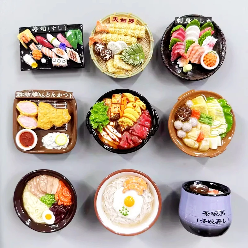 Tokyo Cuisine in Japan Handmade painted 3D Fridge Magnets Tourism Souvenirs Refrigerator Magnetic Stickers Gift